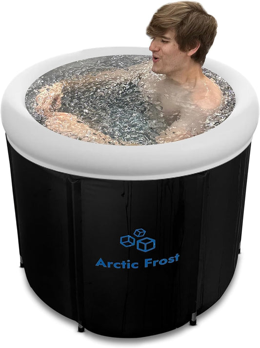 Large Round Professional Ice Bath Tub-105 Gallon Inflatable Cold Plunge- Portable Lightweight Easy to Set Up for Full Cold Water Immersion, Faster Recovery (Black, Round Bath(32x32x30)