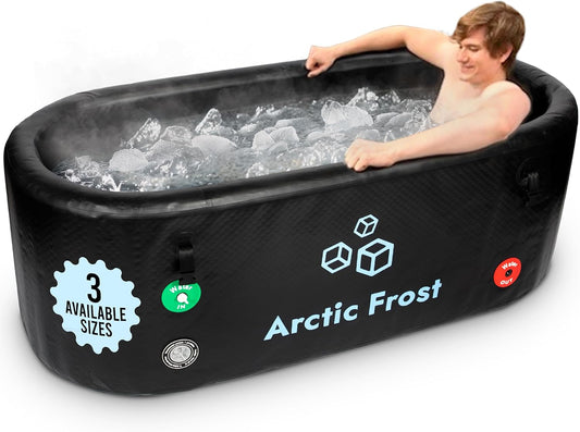 Large Round Professional Ice Bath Tub-230 Gallon Inflatable Cold Plunge- Portable Lightweight Easy to Set Up for Full Cold Water Immersion, Faster Recovery (Black, Extra Large Ice Bath (75x34x26))